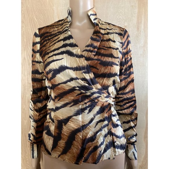 Lafayette 148 New York Tiger Print Blouse - Picture 1 of 15